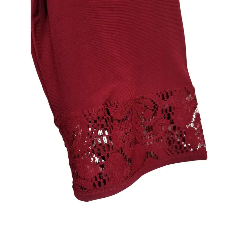 Antthony Original 2 Piece Set Skirt Long Sleeve Stretch Knit Top Red Size XL